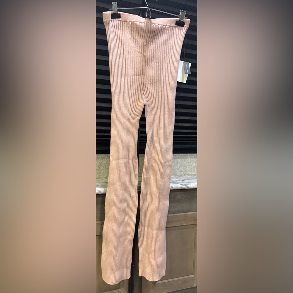 Callahan Knitwear Pink High Waisted Flare Leg Ribbed Casual Pant WN Large NWT - Picture 2 of 7